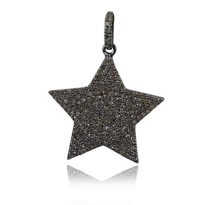 Genuine Pave Diamond 925 Solid Silver Beautiful Star Pendant Jewelry PE-228