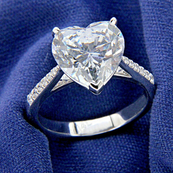 VALENTINE SALE HEART ENGAGEMENT RING 3.5 TCW HEART CUT DIAMOND IN 14k WHITE GOLD