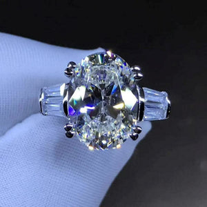 Certified 3.50 Ct White Oval Diamond Engagement 14K White Gold Over Ring