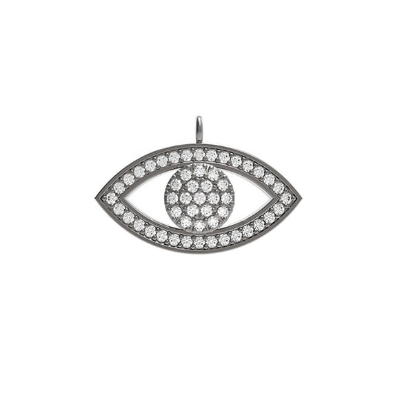 0.25cts Natural Pave Diamond Solid 925 Silver Evil Eye Connector Finding Jewelry