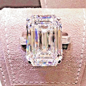 3.50 Ct Emerald Brilliant Cut Moissanite Engagement Ring Solid 10K White Gold