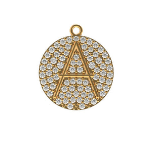 14k Yellow Gold Pave Diamond Initial A Word Charm Connector Finding Jewelry