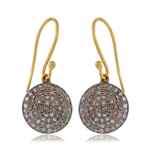 Gorgeous Pave Setting Diamond 925 Silver 14k Gold Drop/Dangle Earrings Jewelry