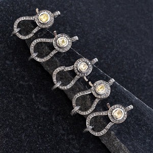 Rose Cut Polki Diamond Pave 925 Silver Lobster Clasp Claw Finding Jewelry FI-5
