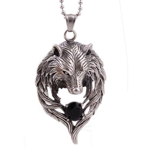 Antique Twilight Wolf Head Pendant Vintage Style Celtic Solid Sterling Silver