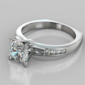 1.38 Ct Near White Stunning Round Moissanite Engagement 10K White Gold Ring