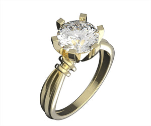 14K Yellow gold over 1.50 CT Round Brilliant cut Moissanite Engagement Ring VVS