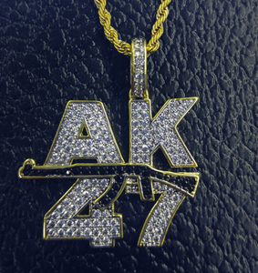 HipHop Style Pendant AK 47 Gun Theme Lucky Gift chain 24 inSterling Silver925  Charity item