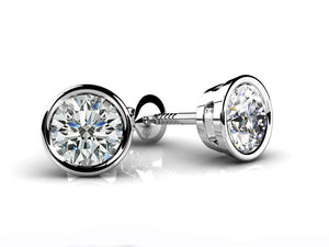 1.4ct Off White Round Cut Moissanite Screw Back Stud Earring 925 Sterling Silver