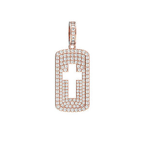 Genuine Micro Pave Diamond 14k Rose Gold Handmade Cross Pendant Jewelry FI-58R