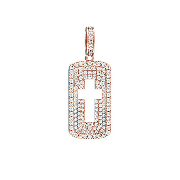 Genuine Micro Pave Diamond 14k Rose Gold Handmade Cross Pendant Jewelry FI-58R