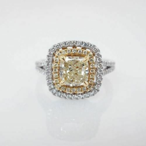 2.00Ct Cushion-Cut VVS1 Moissanite Dual Halo Engagement Ring 14k White Gold Over