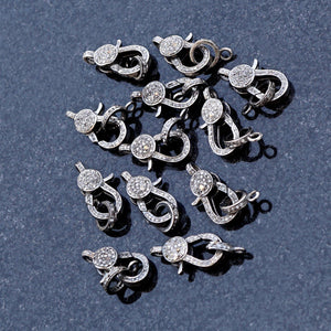 Beautiful Pave Diamond 925 Solid Silver Clasp Lobster Lock Finding Jewelry FI-29
