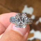 Certified 2.80 Ct White Asscher Diamond Engagement Ring 14k White Gold Over