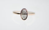 14k Rose Gold Filled 0.33cts Oval Sterling Silver Gray Slice Diamond Ring, Gray Slice Diamond, Natural Diamond, Slice Diamond Women Rings