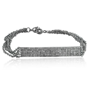 Genuine Pave Diamond 925 Sterling Silver Link Chain Bracelet Jewelry BRMJ-90