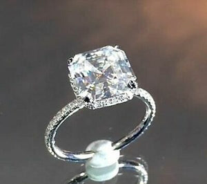 2.00 Ct Off White Asscher Cut Moissanite Engagement Ring in 925 Sterling Silver