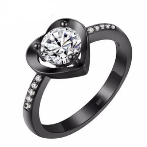 Heart Shape 5Ct White Round Cut Engagement Wedding Ring Black Sterling Silver