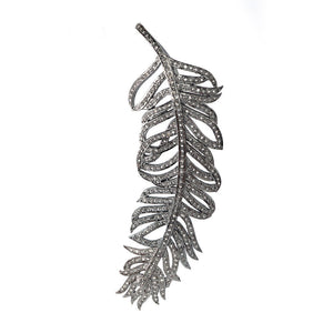 Natural Pave Diamond Feather 925 Silver 18" Chain Pendant Jewelry PEMJOS-788