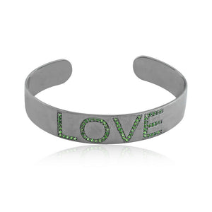 Natural Chrome Diopside Gemstone 925 Solid Silver Love Bangle Jewelry BAMJ-133