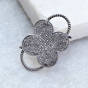 Natural Pave Diamond 925 Silver Lobster Clasp Clover Finding Handmade Jewelry