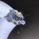 Certified 3.50 Ct White Oval Diamond Engagement 14K White Gold Over Ring