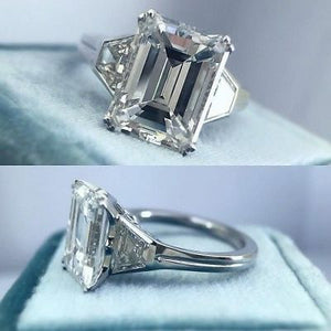 Moissanite Ring 3.80 Ct White Emerald Engagement Wedding 925 Sterling Silver