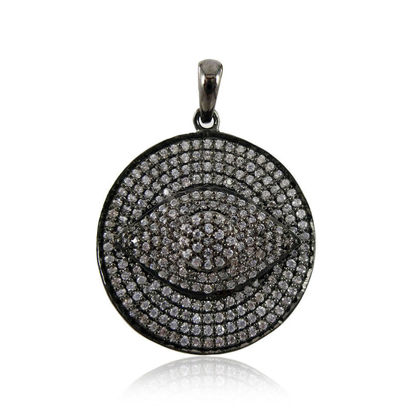 Gorgeous Pave Diamond 925 Sterling Silver Magical Evil Eye Pendant Fine Jewelry