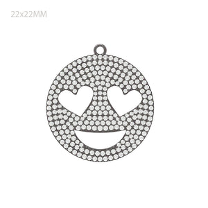 925 Sterling Silver Genuine Pave Diamond Emoji Charm Handmade Pendant Jewelry