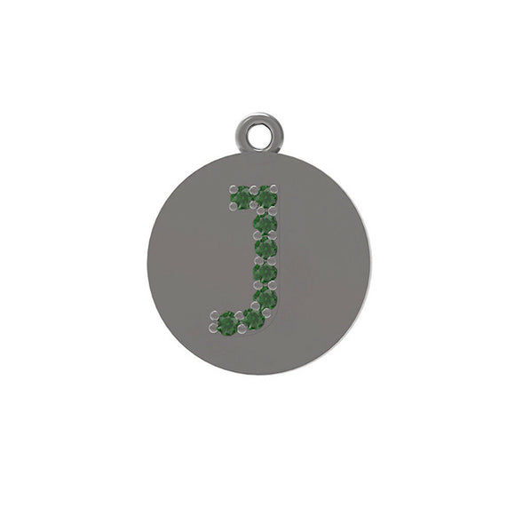 0.8cts Chrome Diopside Gemstone 925 Silver J Initial Charm Tag Finding Jewelry