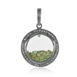 925 Silver Crystal Chrome Diopside Diamond Shaker Pendant Jewelry PEMJ-1157