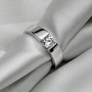 0.5 CT Classic Men's Moissanite Diamond Engagement Ring White Gold 14K Ring over