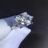 Certified 3.60 Ct White Princess Diamond Engagement 14K White Gold Over Ring