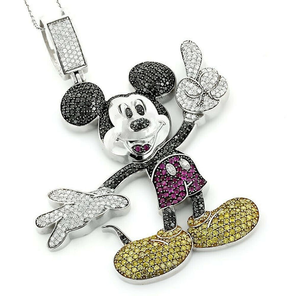 HipHop Style Cartoon micky Pendant Diamond Studded Unique Sterling Silver925 Listed for charity