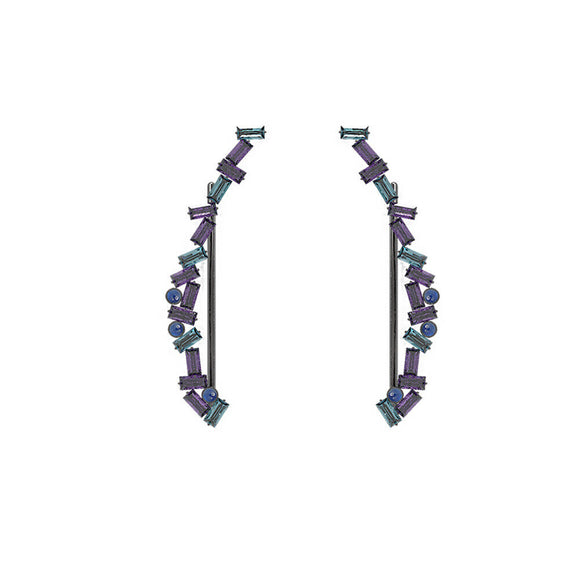 4.62ct Amethyst Peridot Baguette 925 Silver Emerald Ear Cuff Earrings Jewelry