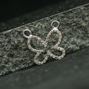 0.4cts Natural Pave Set Diamond 925 Silver Butterfly Connector Finding Jewelry