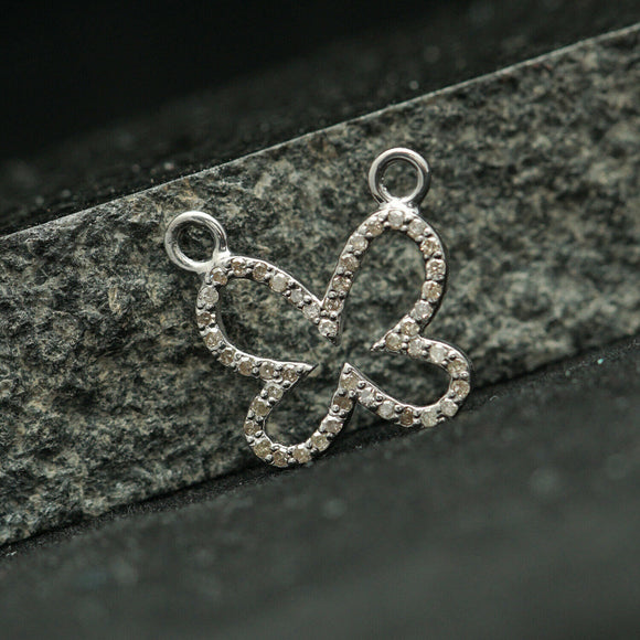 0.4cts Natural Pave Set Diamond 925 Silver Butterfly Connector Finding Jewelry