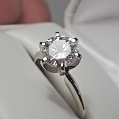 5 Ct Solitaire Diamond Engagement Promise Ring Claw Style White Gold Over  Charity item