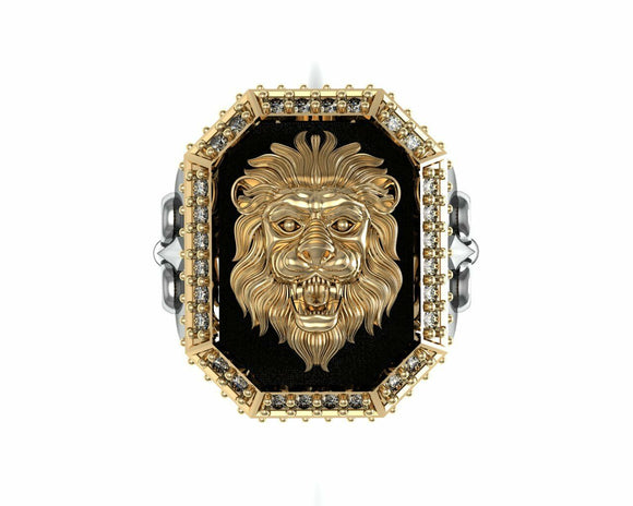 Vintage Lion Face Royal Engagement Ring Classic Design Solid 925 Sterling Silver  Charity item