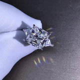 Certified 3.60 Ct White Princess Diamond Engagement 14K White Gold Over Ring