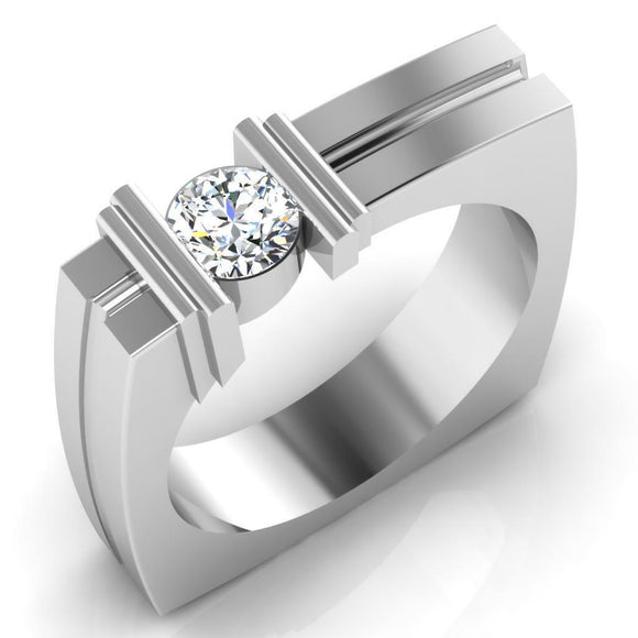 0.47 Ct Mens Moissanite Engagement Ring 925 Sterling Silver