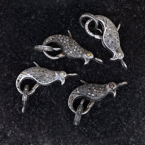 Natural Pave Setting Diamond 925 Silver Clasp Lobster Finding Jewelry FI-18