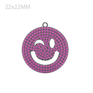 Natural Pave Ruby Gemstone Wink Emoji Charm Pendant Sterling Silver Jewelry GIFT