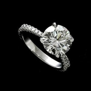 7.60 mm White I-J Moissanite Diamond Classic 925 Sterling Silver Engagement Ring