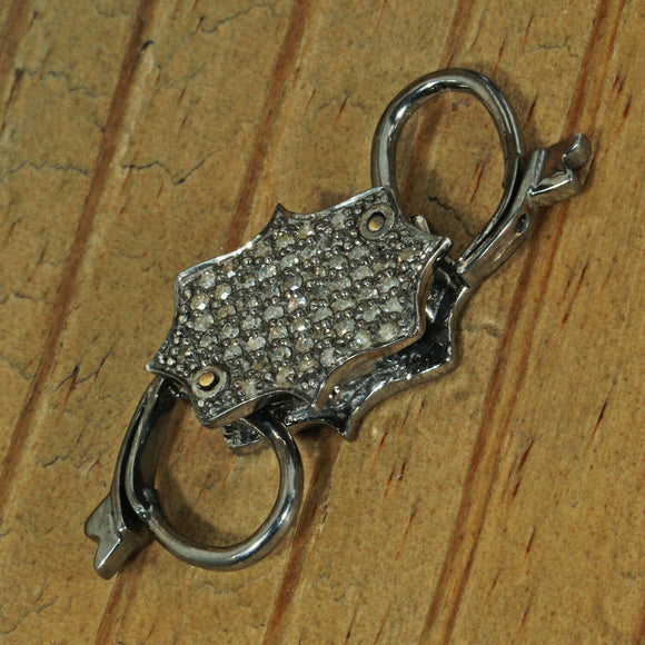 Handmade Natural Pave Diamond Clasp and Lock Finding 925 Sterling Silver Jewelry