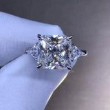 Certified 3.60 Ct White Princess Diamond Engagement 14K White Gold Over Ring