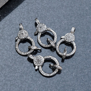 Beautiful Pave Diamond Lobster Clasp Finding 925 Solid Silver Handmade Jewelry