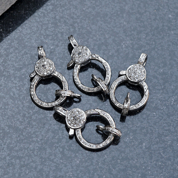 Beautiful Pave Diamond Lobster Clasp Finding 925 Solid Silver Handmade Jewelry
