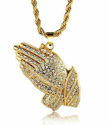 Namshkar Hip Hop Pendant Necklace 4 Men & Women Clear Cubic zirconia 18K Gold FN