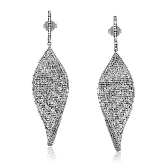 925 Silver Gold Natural Pave Diamond Beautiful Dangle Earrings Handmade Jewelry